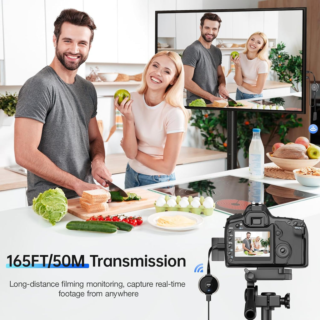 AIMIBO USB C Wireless Transmitter and HDMI Receiver 4K, 2.4/5G HDMI Wireless Extender 165FT/50M, Casting Video/Audio for Laptop, MacBook, Surface, i-Pad, i-Phone 15/16 to Monitor, HDTV, Silver