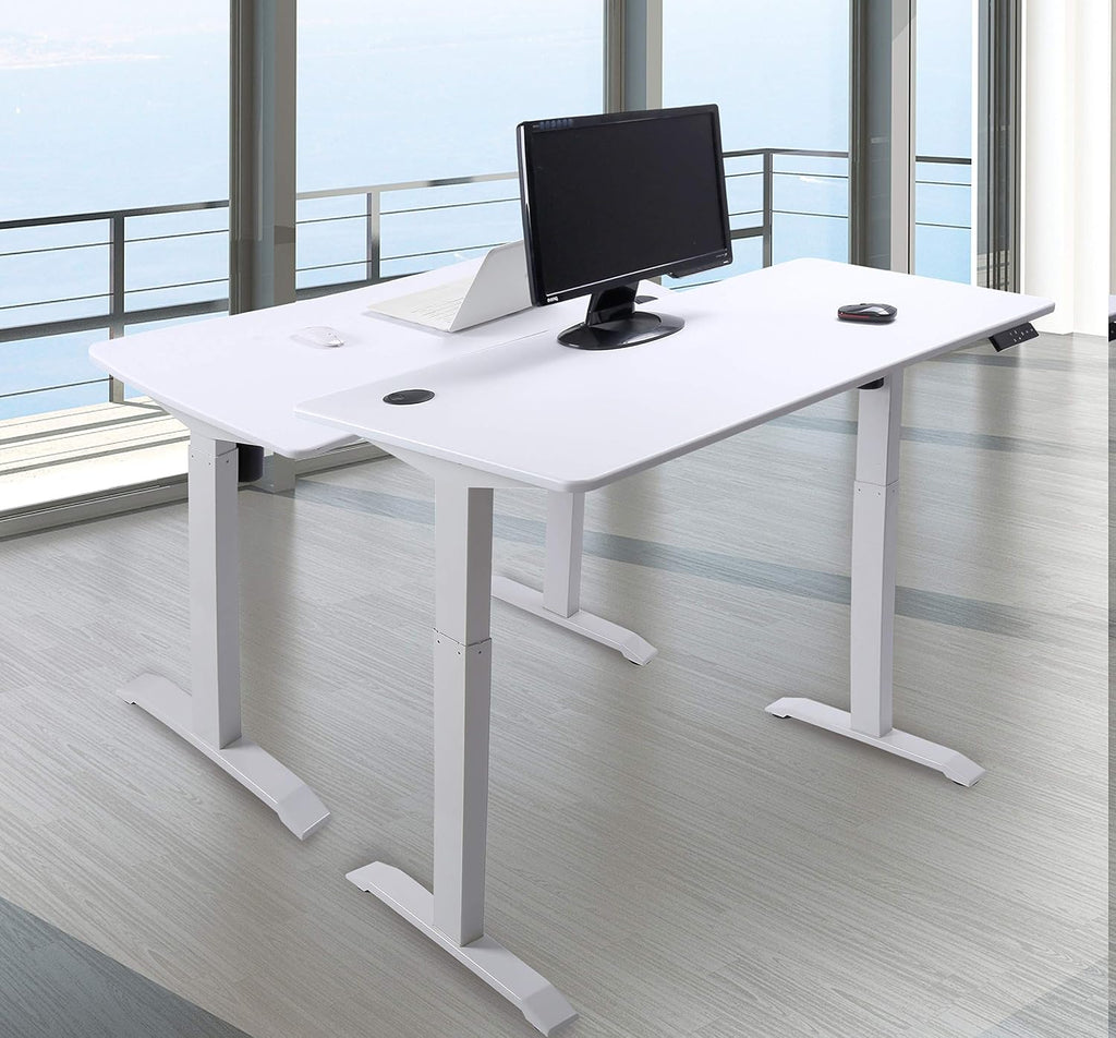 UNICOO Electric Height Adjustable Standing Table, Sit Stand Workstation, Gaming Desk, Motorized Whole-Piece Desk Board 48 * 24 in (KT1001-WW)