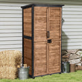 Outdoor Storage Cabinet Waterproof, Storage Shed with Sturdy Iron Frame & Anti-Corrosion Wood, Louvered Door Lockable Cabinet for Patio Garden Backyard, 63' H