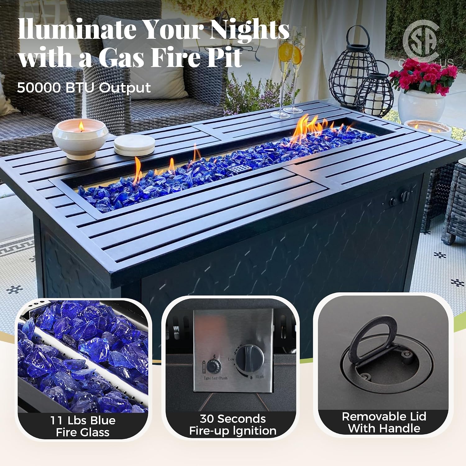 MIXPATIO Patio Furniture Set, 6 Pcs Metal Outdoor Conversation Set, 2 Swivel Chairs, 2 Ottomans and 3 Seater Sofa with 5.75' Extra Thick Cushion and Gas Fire Pit Table, Grey