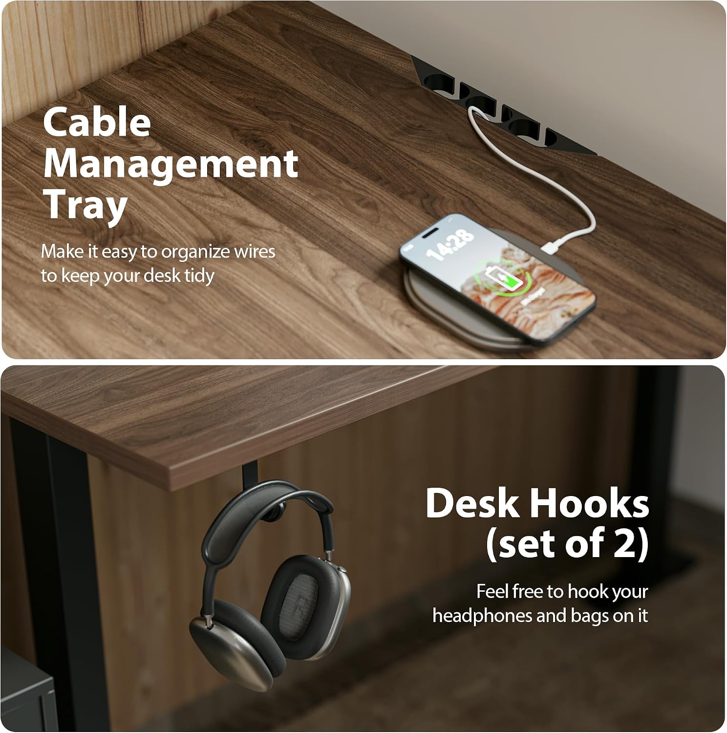 Agilestic L-Shaped Standing Desk Adjustable Height, Electric Corner Standing Desk, Sit Stand Up Desk, 75x61 inch Sit Stand Computer Table, Dark Walnut