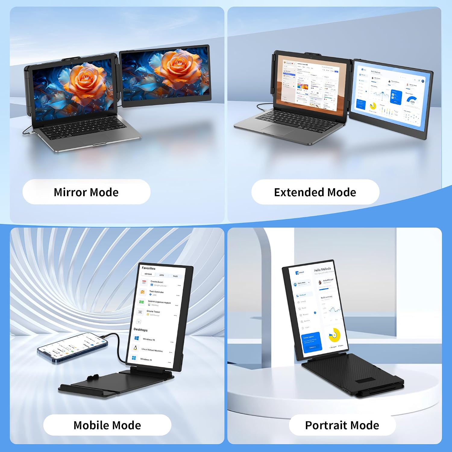 14' Laptop Screen Extender, FHD 1080P IPS Dual Screen Laptop Monitor Extender, Portable Monitor for Laptops 13-17.3' Compatible with Win/Mac/Android/Switch