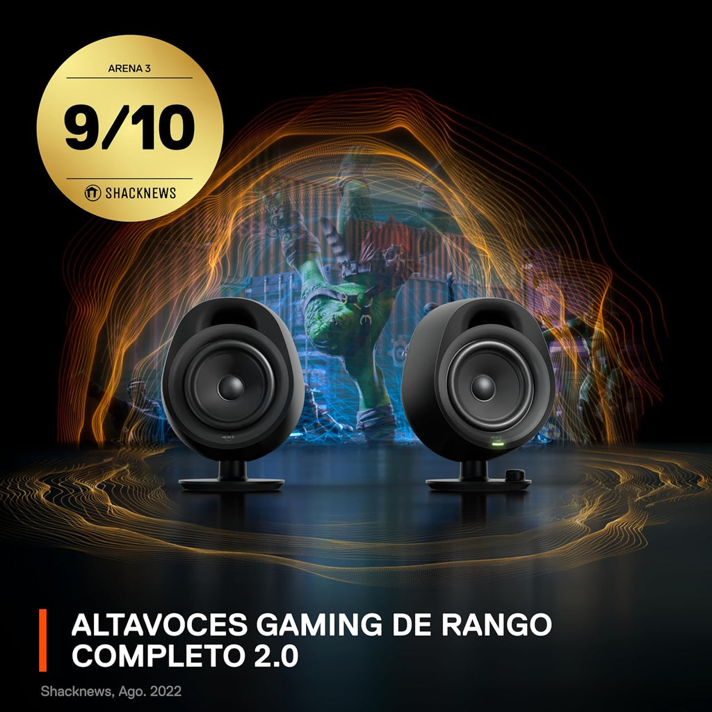 SteelSeries Arena 3 2.0 Desktop Gaming Speakers - Immersive Audio, On-Speaker Controls, 4' Drivers - Wired & Bluetooth - PC, Mac, Mobile