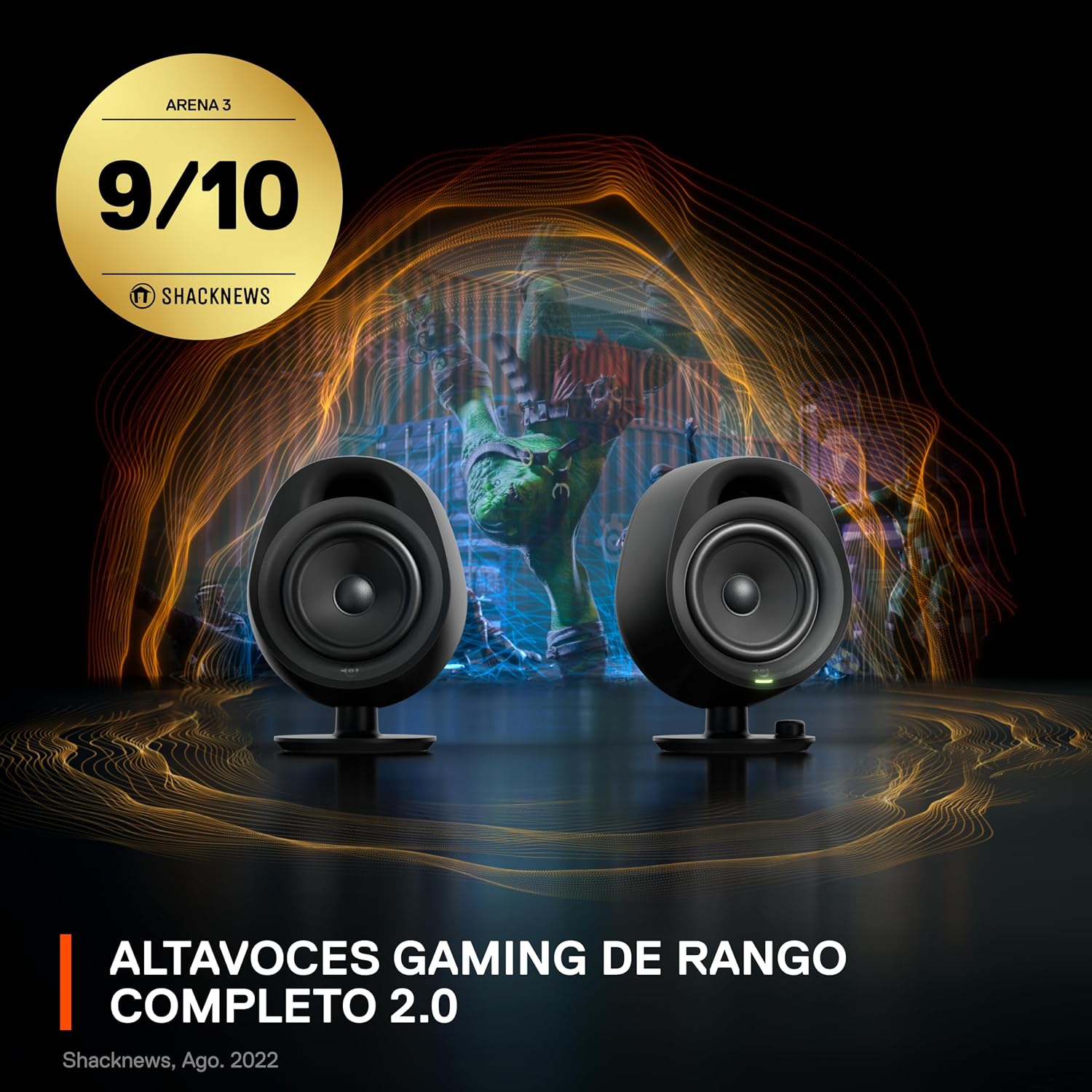 SteelSeries Arena 3 2.0 Desktop Gaming Speakers - Immersive Audio, On-Speaker Controls, 4' Drivers - Wired & Bluetooth - PC, Mac, Mobile