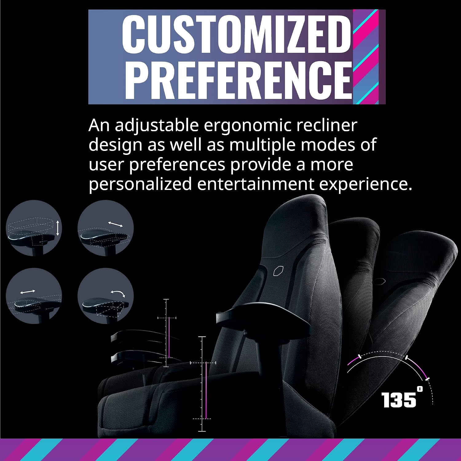 Cooler Master Synk X Ultra Black Ergonomic Real-Time Tactile Immersion Chair, Retractable Leg Rest, All-in-one Controller, Breathable Fabric, Stable Rolling Base, Solid Structure (IXC-SX1-K-US1)