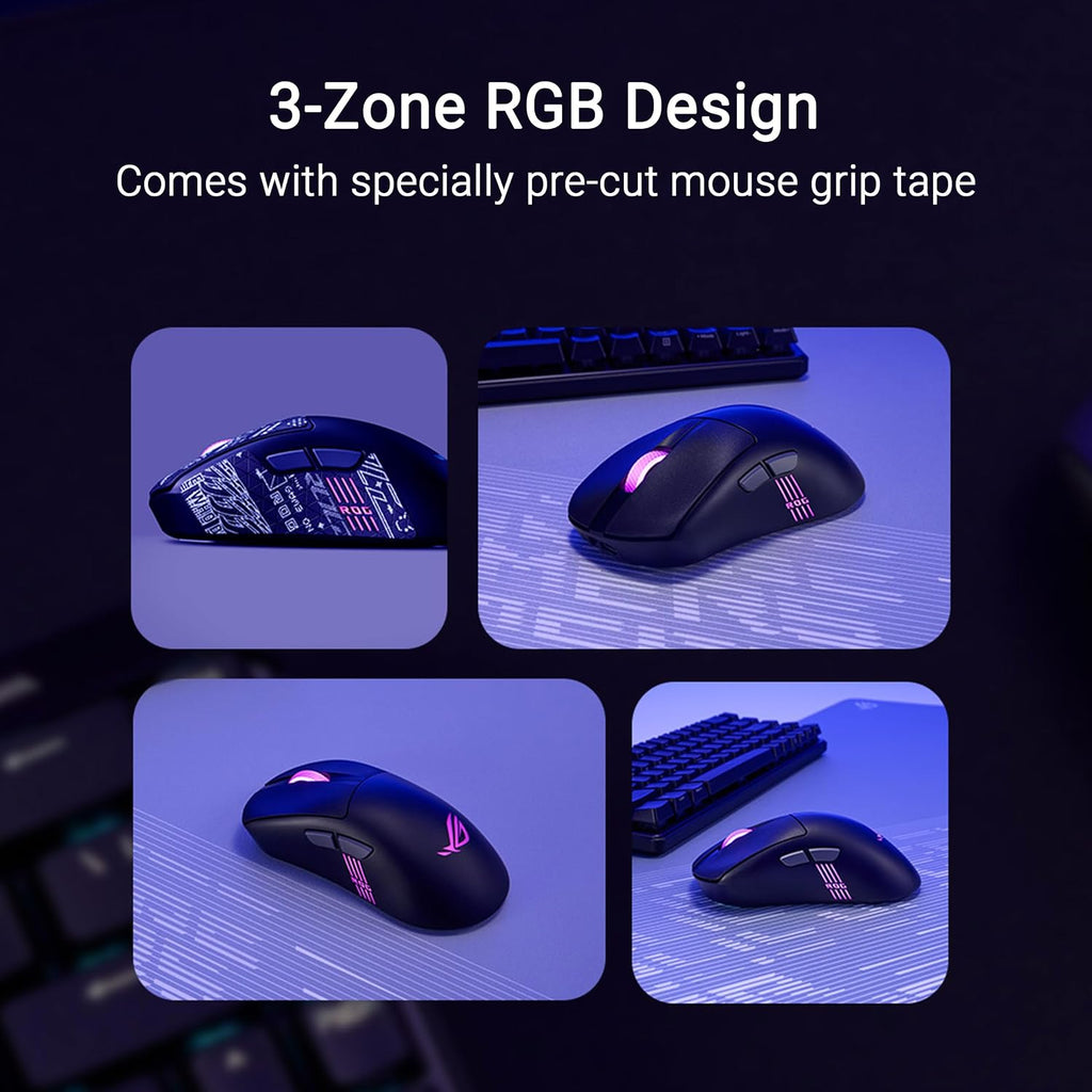 ASUS ROG Keris II Origin Wireless Gaming Mouse – Right-Handed Ergonomic, 65g, Tri-Mode Connectivity, 42K DPI, up to 127Hr Battery, Web-Based Configuration, PC/Mac Support - Black