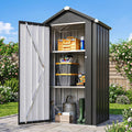 Aoxun Vertical Metal Tool Cabinet 2.5x2FT, 21 Cu.Ft Weatherproof Outdoor Storage Shed with Floor & Adjustable Shelves, Space-Saving Design for Garden, Garage, Patio