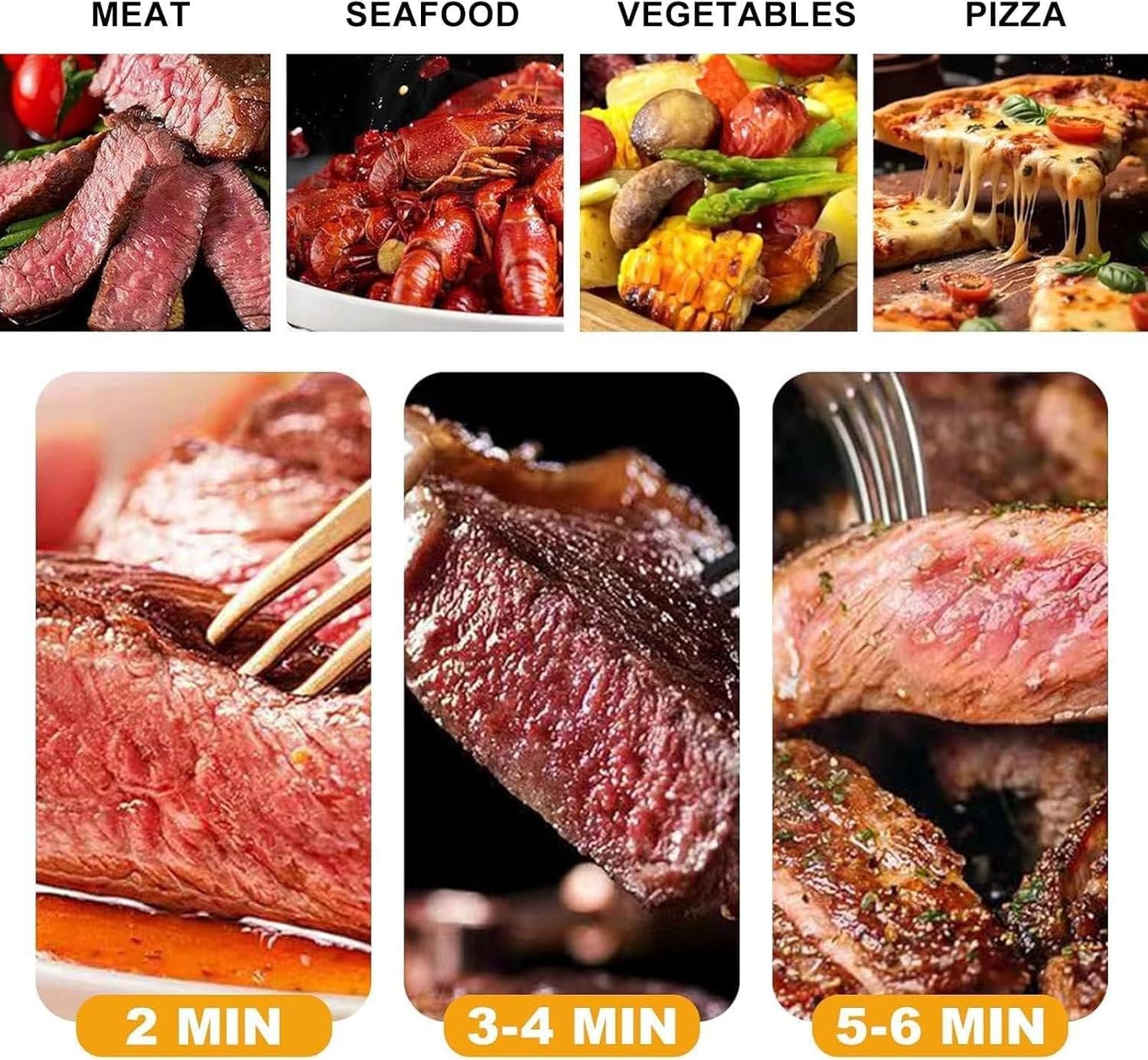 Electric Steak Grill for Indoor Use, 1700W Automatic Steak Smokeless Grill with Touch Panel - 100-800℃ Adjustable Temperature & 30Mins Timer, Countertop Oven for Beef Chicken Vegetables,A
