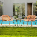 Werph Patio Furniture Set, 3 Pieces Outdoor Furniture with Bistro Green Table and Orange Chairs Set of 2, Outdoor Patio Set with Porch Chairs and Table, Deck Conversation Set for Garden Poolside