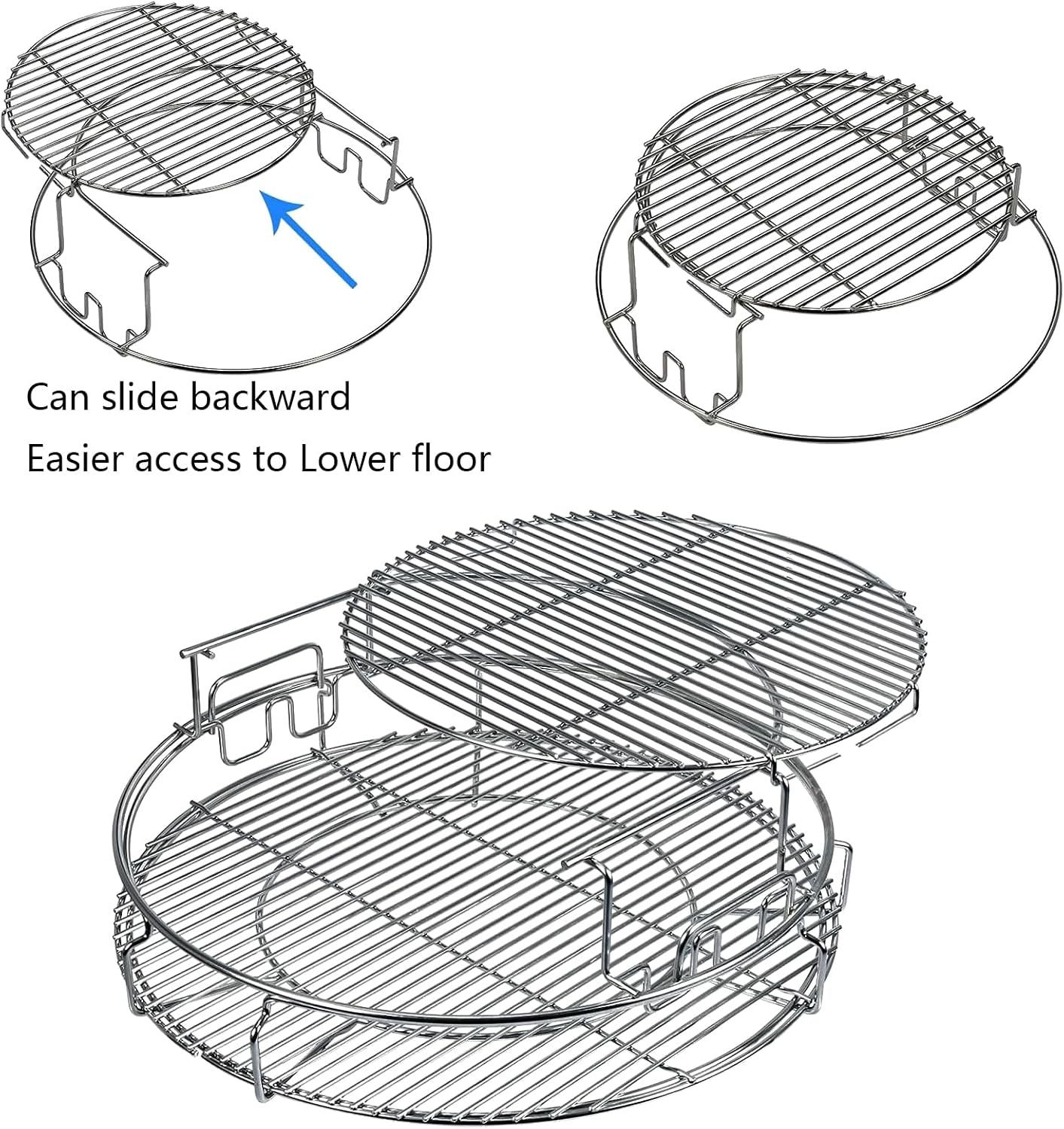 Multi-Level Base Rack Grill Cooking Grates Stack Rack System Kit for BGE, Big Green Egg XL, Kamado Joe Big Joe Smokers 24-inch Charcoal Grill，Expander Rack Cooking Basket Cooking Rack Eggspander Grid