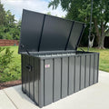 PURPLE LEAF Outdoor Deck Box 100 Gallon Waterproof Lockable Storage Box Container with Lid Deck Organization for Patio Cushions Side Table Pool Accessories Garden Tools, Gray