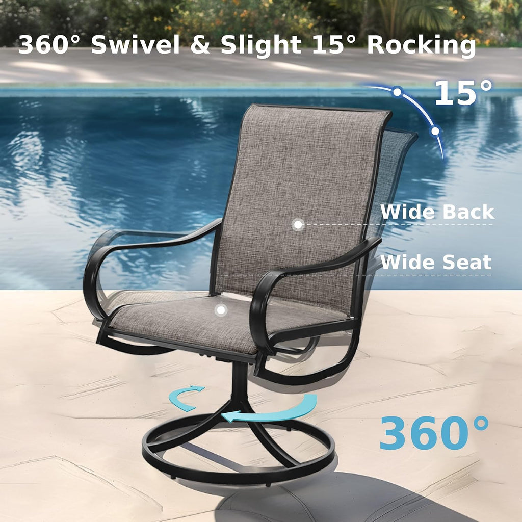 MFSTUDIO Patio Table and Chairs Set of 6, Patio Dining Sets with Umbrella Hole, 7 Piece Outdoor Dining Set for Deck, Backyard, Poolside & Garden