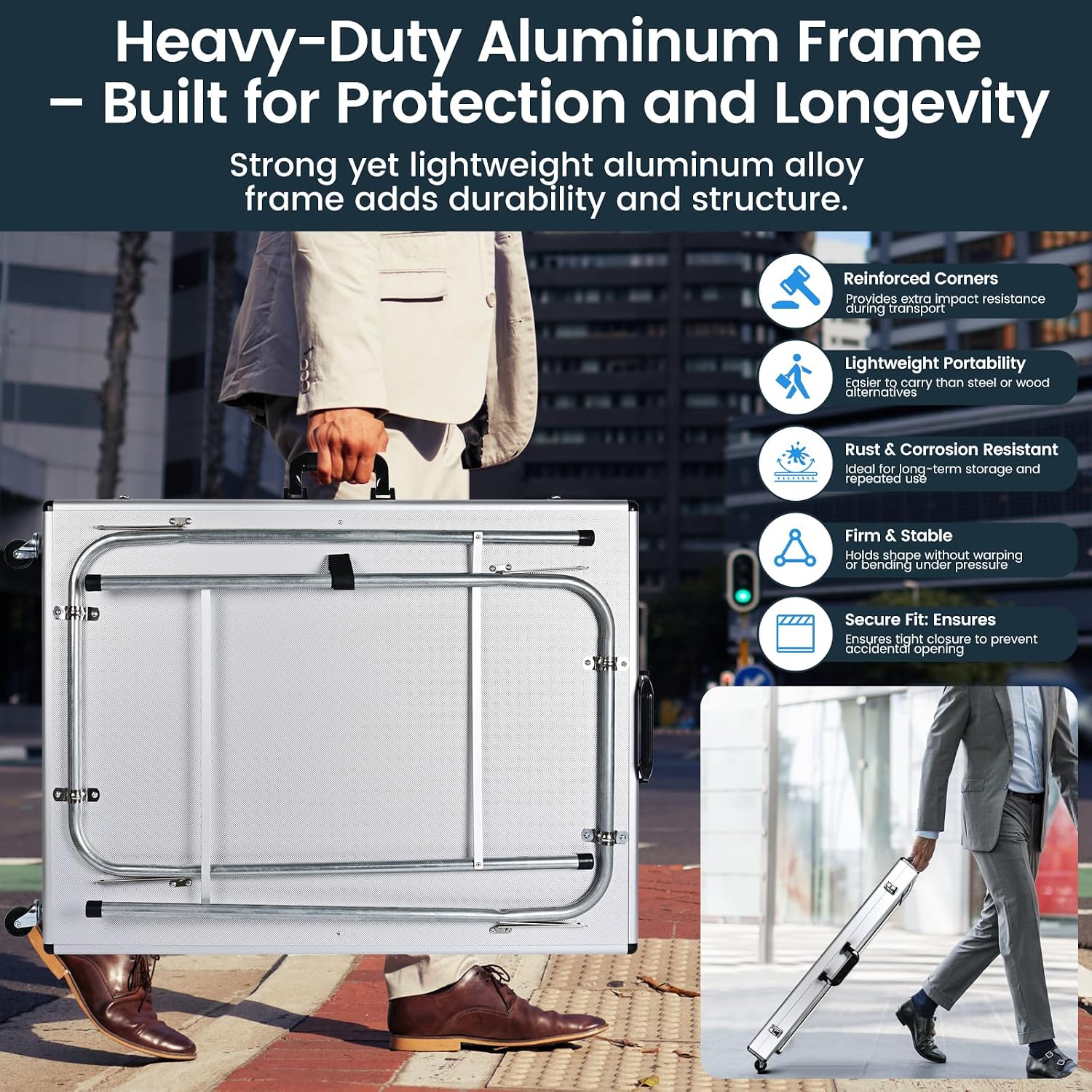 Trade Show Display Case for Cards 34' x 22' Aluminum Portable Locking Display Case with Wheels and Foldable Stand, Clear Acrylic Top Tabletop Showcase for Jewelry, Collectible & Sports Cards