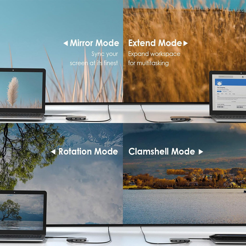 Asixxsix USB 3.0 & USB C to Dual HDMI Adapter 4K 60Hz, Monitor Splitter Extended Display for Dual Monitor, Type C to Display Port Multiport with HDMI/PD