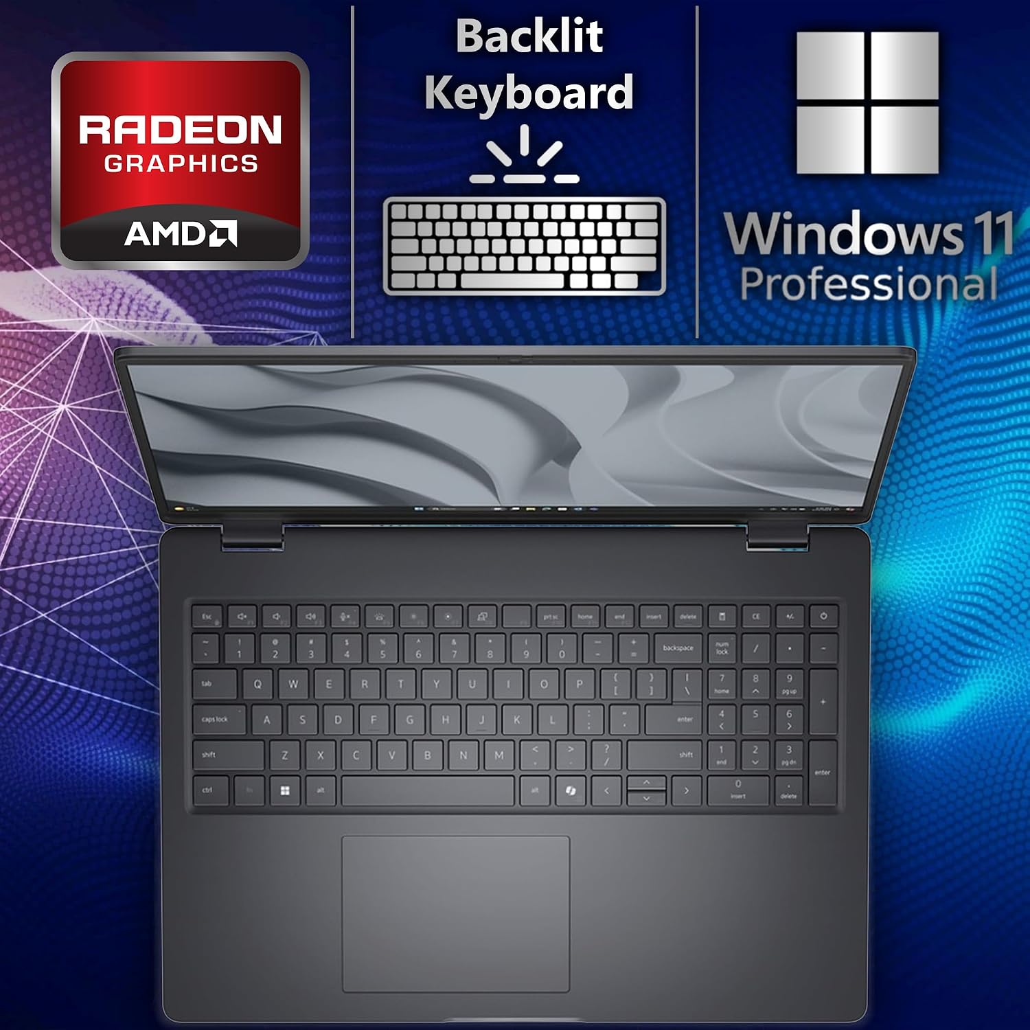 Dell Pro 16 FHD+ 16', AMD Ryzen 5 220, Oemgenuine Customized Laptop, 16GB / 32GB RAM, 256GB / 512GB / 1TB SSD, Backlit Keyboard, WiFi 6E + BT, RJ-45, HDMI, HD Webcam, W11P, Business Laptop, Black