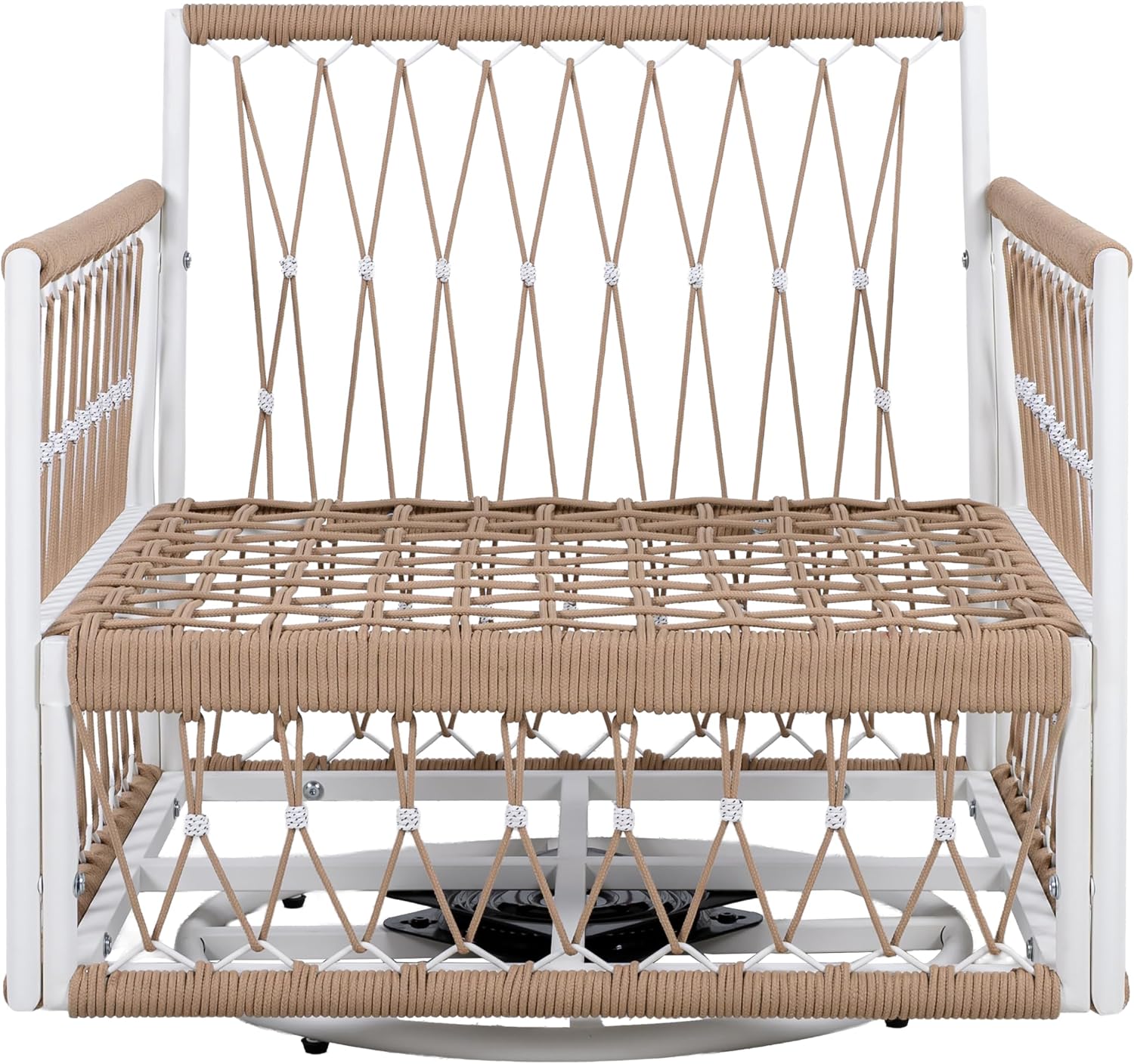 Christopher Knight Home Janna 3-Piece Bohemian Outdoor Patio Furniture Set, Set of 2 Swivel Lounge Chairs with Cushions & Glass Top Side Table, Patio Conversation Set for Garden, Beige + Natural