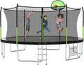 AOTOB 8FT 10FT 12FT 14 FT 15FT Trampoline with Safety Enclosure Net，Outdoor Trampoline with Basketball Hoop, Heavy Duty Jumping Mat and Spring Cover Padding for Kids and Adults, Storage Bag and Ladder