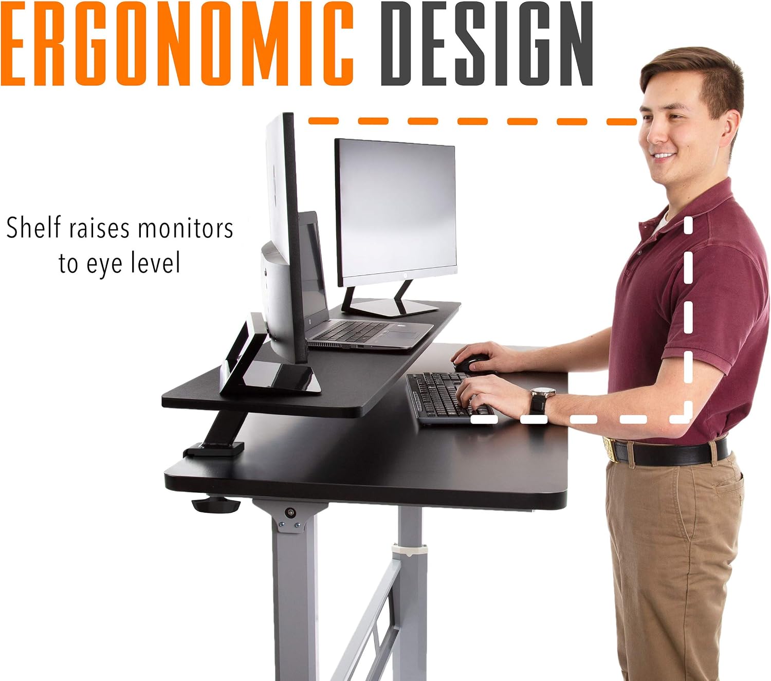 Stand Steady 55 Inch Clamp On Desk Shelf | Large Monitor Riser Supports 3 Screens for Extra Storage | Ergonomic Monitor Stand Securely Attaches to Surface with Clamp Base - No Screws (55 in/Black)