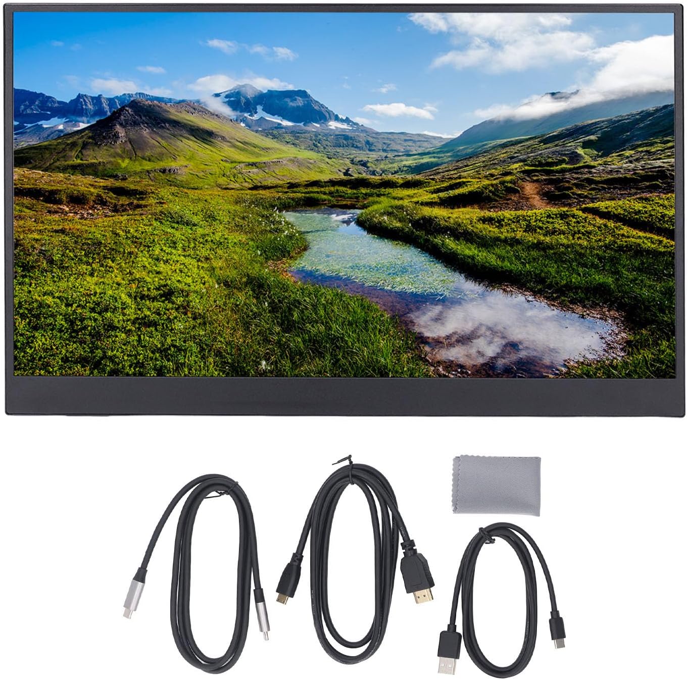 ciciglow 15.6 Inch Portable Display, 1080P Computer Display, Thin and Lightweight Portable External Touch Screen Display for Laptop Computer PC Game Console