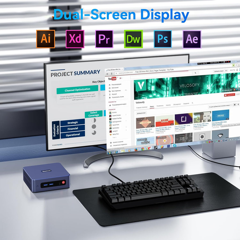 Beelink SER3 mini PC, AMD Ryzen 3200U (Up to 3.5GHz), 16GB DDR4 500GB PCle SSD，mini Computer Support 4K Dual-Screen Display/1000M LAN/WiFi5/BT5, Home/Office Mini Desktop Computer