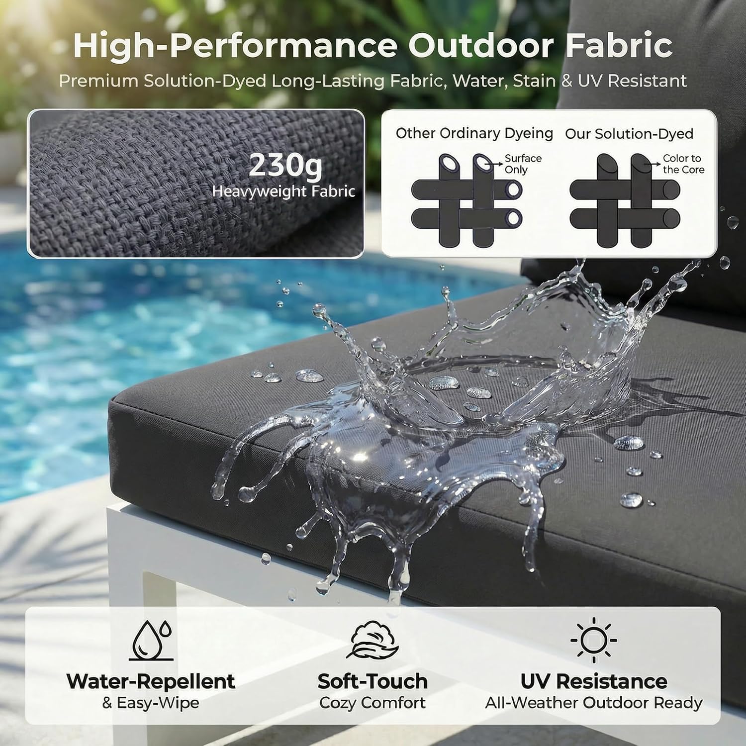 NICESOUL 7 Piece Modern Aluminum Patio Furniture Set with Fire Pit Table, 500 lbs Heavy Duty Outdoor Sectional Sofa, 29' Deep Wide Oversized Seating Conversation Couch for Garden Exterior, Dark Gray