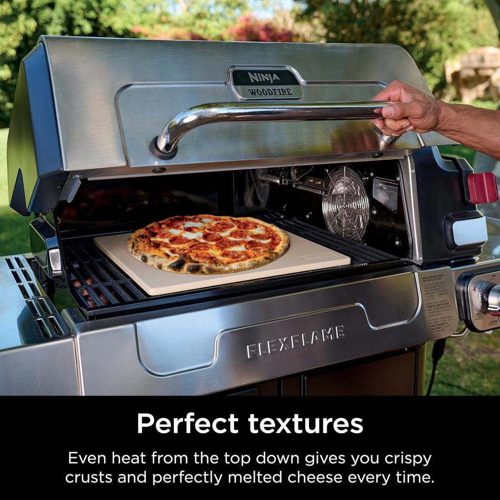 Ninja FlexFlame, Pizza Kit, Electric & Propane Grill, 5-in-1 Cooking System, Includes FlexFlame 16'' Pizza Stone, Durable Cordierite & 16'' Perforated Pizza Peel, Heat-Safe up to 600F, XL Surface