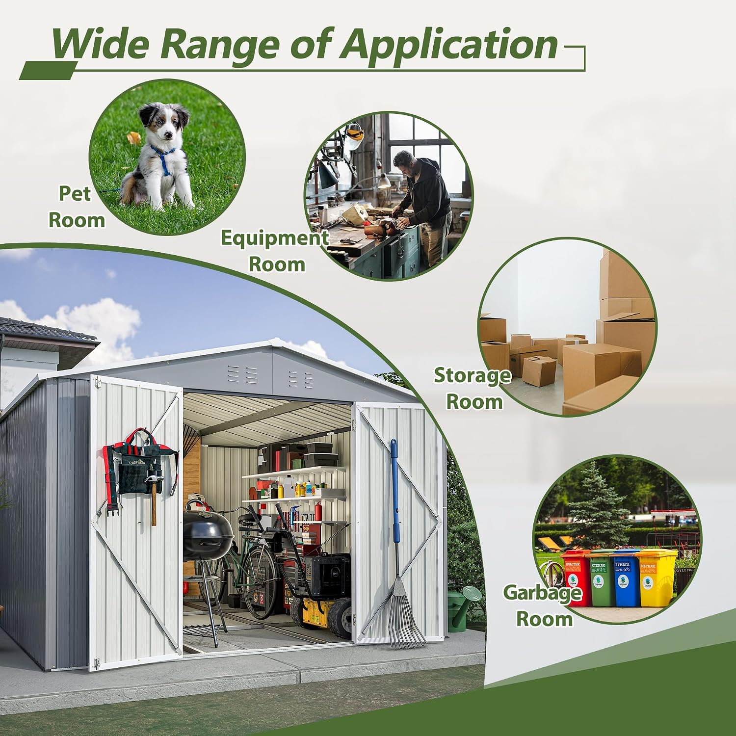 10x10 Ft Sheds & Outdoor Storage - Large Metal Outdoor Storage Shed with Floor Frame Large Heavy Duty Tool Storage She Shed (10x10 Ft)
