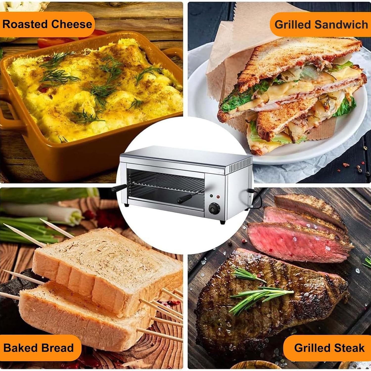 30L Capacity Electric Grill For Indoor Use, 2000W Power With 4 Adjustable Layers - 50-300°C Thermostat, No Smoke, Ideal For Healthy Grilling And Toasting