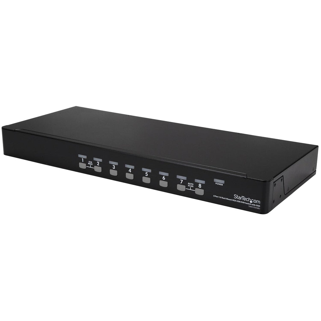 StarTech.com 8 Port 1U Rackmount USB KVM Switch Kit with OSD and Cables - Rack mount KVM - VGA KVM Switch - 8 Port KVM Switch, TAA (SV831DUSBUK)