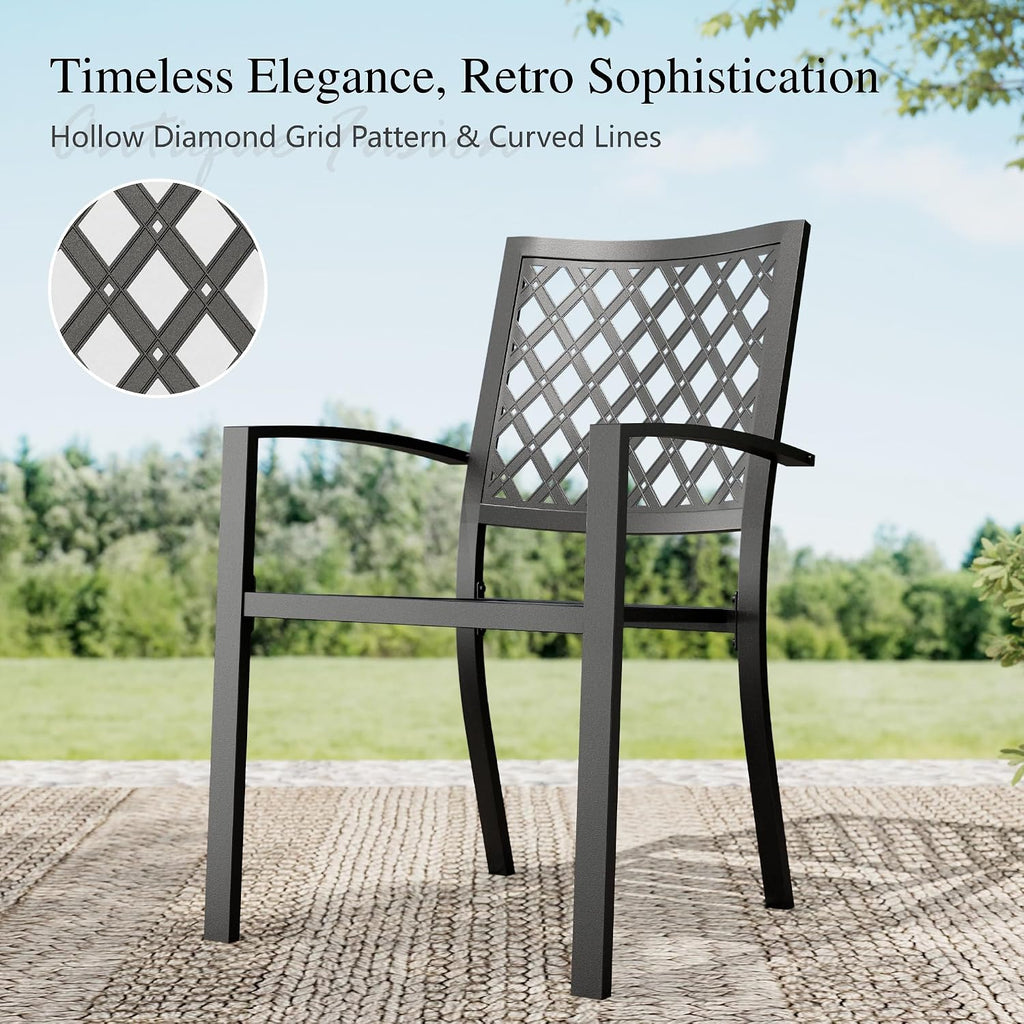 Sophia & William Round Patio Table and Chairs Set, Outdoor Dining Set for 4, 5 Piece Metal Patio Furniture, 42' Black Table(Diamond)