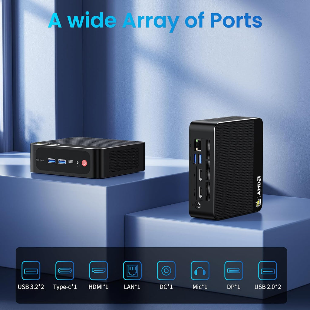 Beelink Mini PC AMD Ryzen 7 6800U Up to 4.7GHz 8C/16T, 24GB LPDDR5 RAM 500GB M.2 SSD, SER5 MAX Mini Computer Support 1000M LAN/4K Triple Screen Display(HDMI+DP+Type-C)/WiFi6/BT5.4/Home/Office