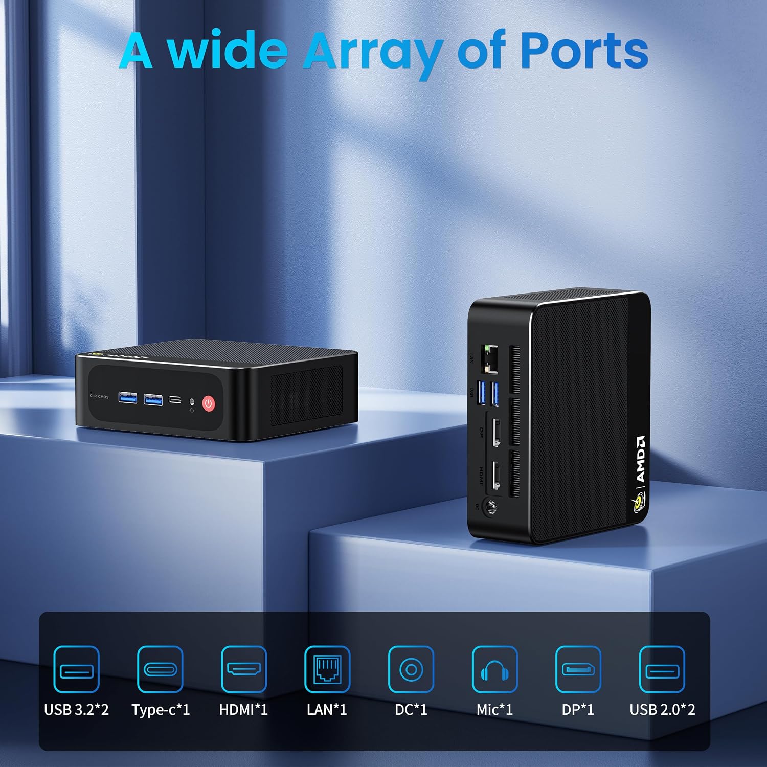 Beelink Mini PC AMD Ryzen 7 6800U Up to 4.7GHz 8C/16T, 24GB LPDDR5 RAM 500GB M.2 SSD, SER5 MAX Mini Computer Support 1000M LAN/4K Triple Screen Display(HDMI+DP+Type-C)/WiFi6/BT5.4/Home/Office