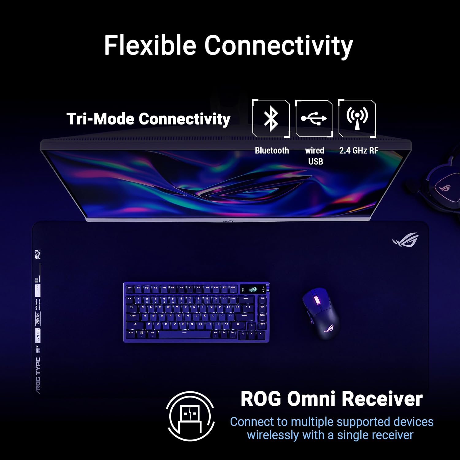 ASUS ROG Keris II Origin Wireless Gaming Mouse – Right-Handed Ergonomic, 65g, Tri-Mode Connectivity, 42K DPI, up to 127Hr Battery, Web-Based Configuration, PC/Mac Support - Black