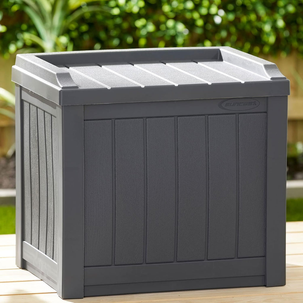 Suncast 2 Pack Small Deck Box Storage w/Bench Seat for Indoor & Outdoor Use, 22 Gal., Cyberspace