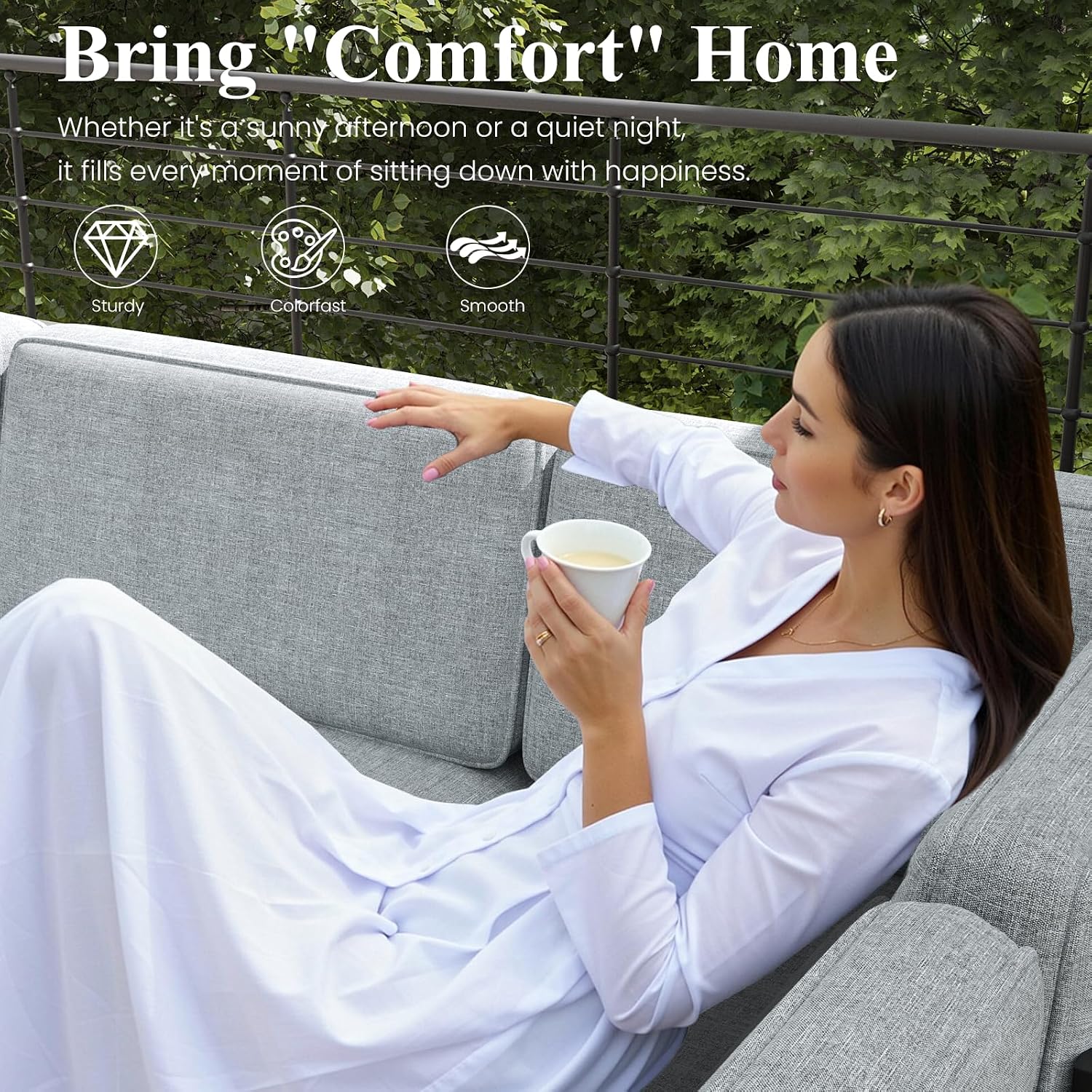 LayinSun Large Aluminum Patio Furniture Set, 6 Pieces Modern Outdoor Conversation Set Sectional Metal Sofa Set with Olefin Cushion