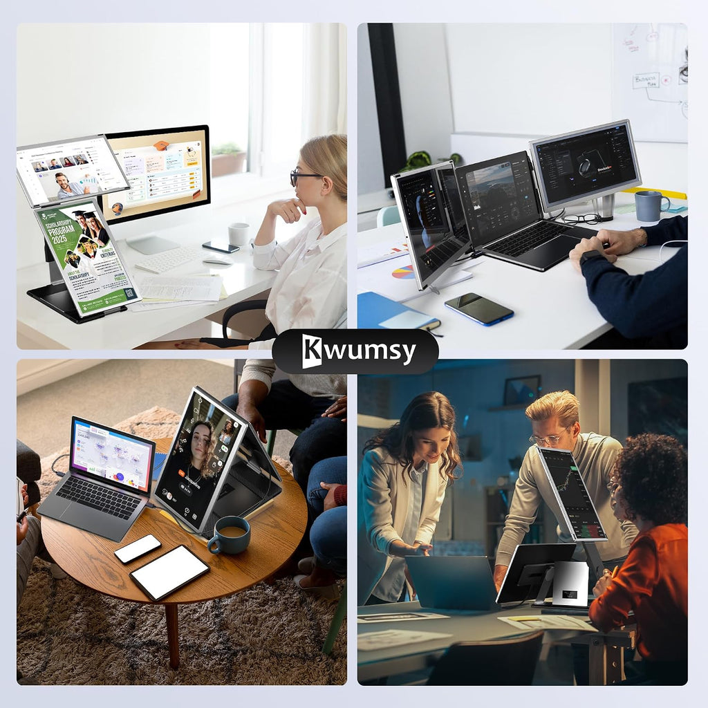 Fagomfer S6 Laptop Screen Extender | Silver | 15.6'' | FHD 1080P | 86% NTSC | Triple Laptop Monitor Extender | Working with Windows, Mac, DeX, Chrome, Desktop, Mini PC
