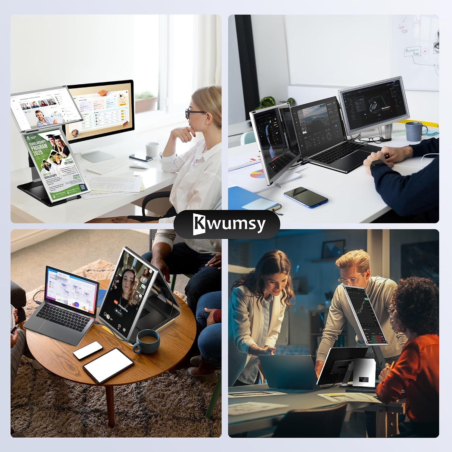 Fagomfer S6 Laptop Screen Extender | Silver | 15.6'' | FHD 1080P | 86% NTSC | Triple Laptop Monitor Extender | Working with Windows, Mac, DeX, Chrome, Desktop, Mini PC