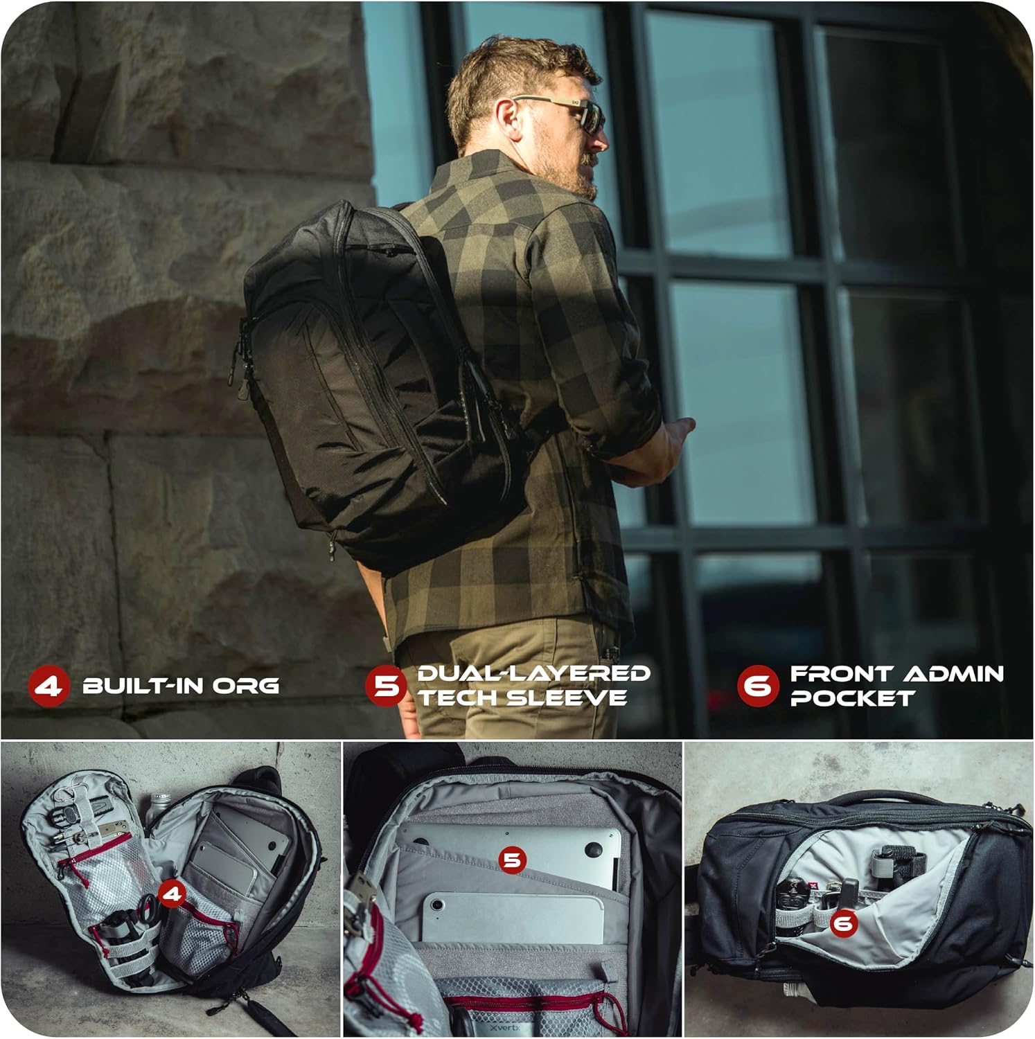 Vertx Gamut 22L Sling Backpack – Versatile, Durable Design with Ample Storage, Ideal for Everyday Use & Outdoor Adventures, Slate Grey/Black - One Size