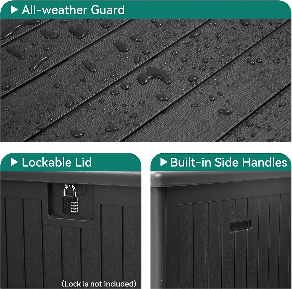 YITAHOME 180 Gallon Large Deck Box with Side Handles, Outdoor Double-Wall Storage for Patio Furniture Cushions, Garden Pool Accessories, Waterproof & Lockable