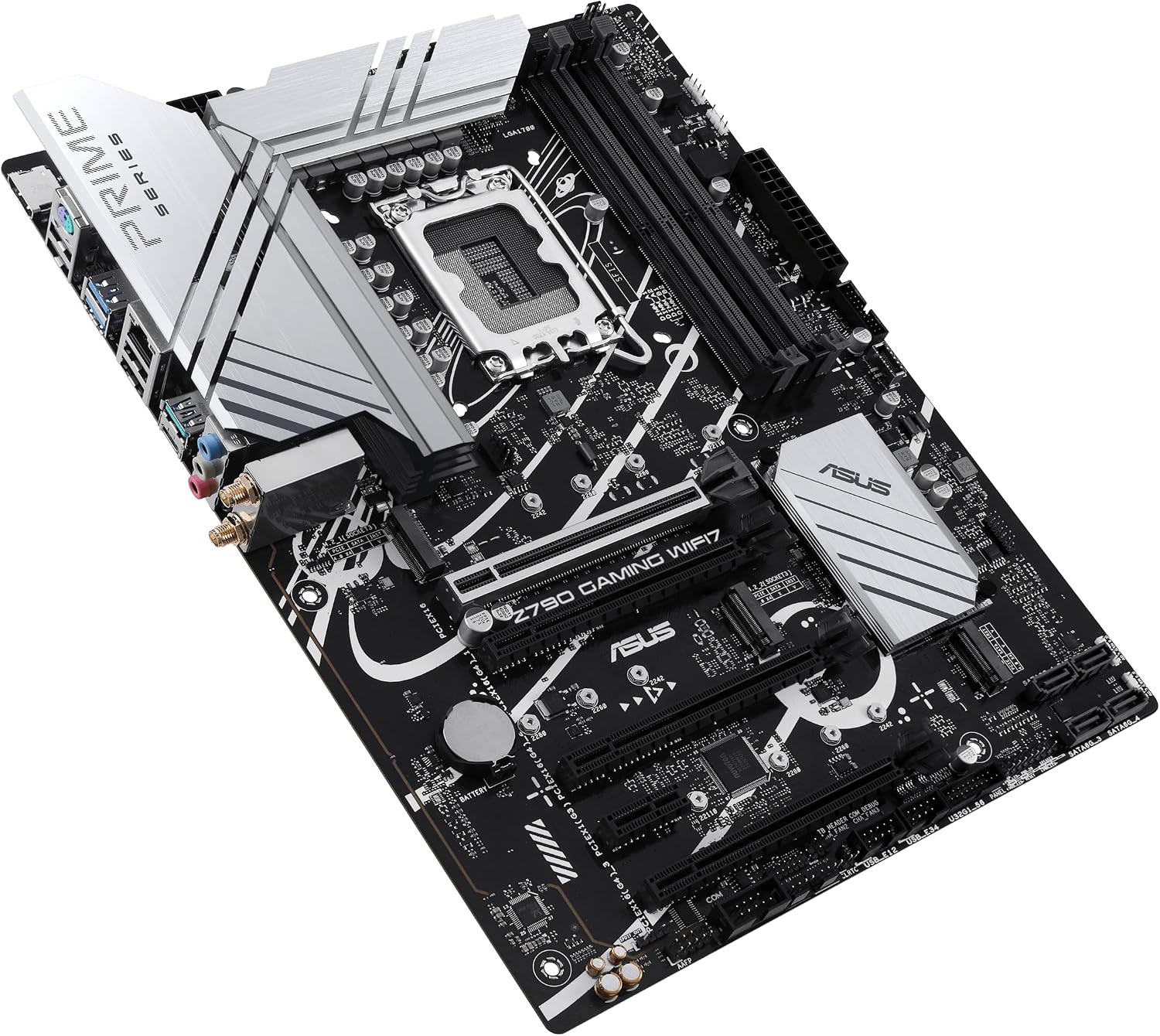 ASUS Z790 GAMING WIFI7 (LGA 1700) ATX motherboard with PCIe 5.0, three M.2 slots, 14+1 DrMOS, DDR5, Realtek 1Gb LAN, HDMI TM, USB 3.2 Gen 2x2 Type-C, front USB 3.2 Gen 1 Type-C, Thunderbolt, Aura Sync