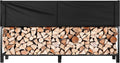 VIVOHOME Upgraded Heavy Duty 8 ft 1/2 Cord Firewood Rack Outdoor with Cover Combo Set, Thick Steel Log Holder Up to 3300 lb, Fire Wood Pile Storage Stand Organizer Black