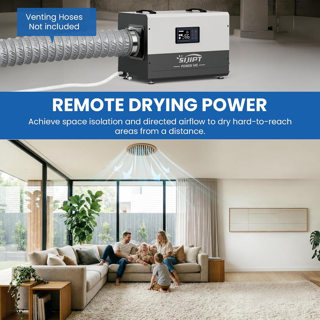 145 Pint Commercial Dehumidifier with Pump, Dehumidifiers for Crawl Space & Basement with Drain Hose, Industrial Dehumidifier with Swivel Caster for Large Space, Large Capacity, Auto Defrost