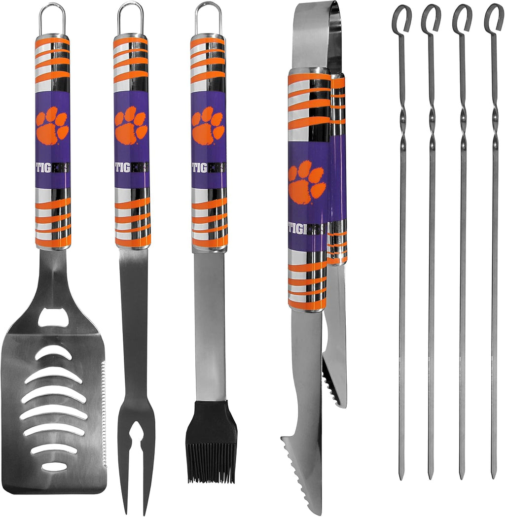 NCAA Siskiyou Sports Fan Shop Clemson Tigers Steel Tailgater BBQ Set w/Case 8 piece Gray
