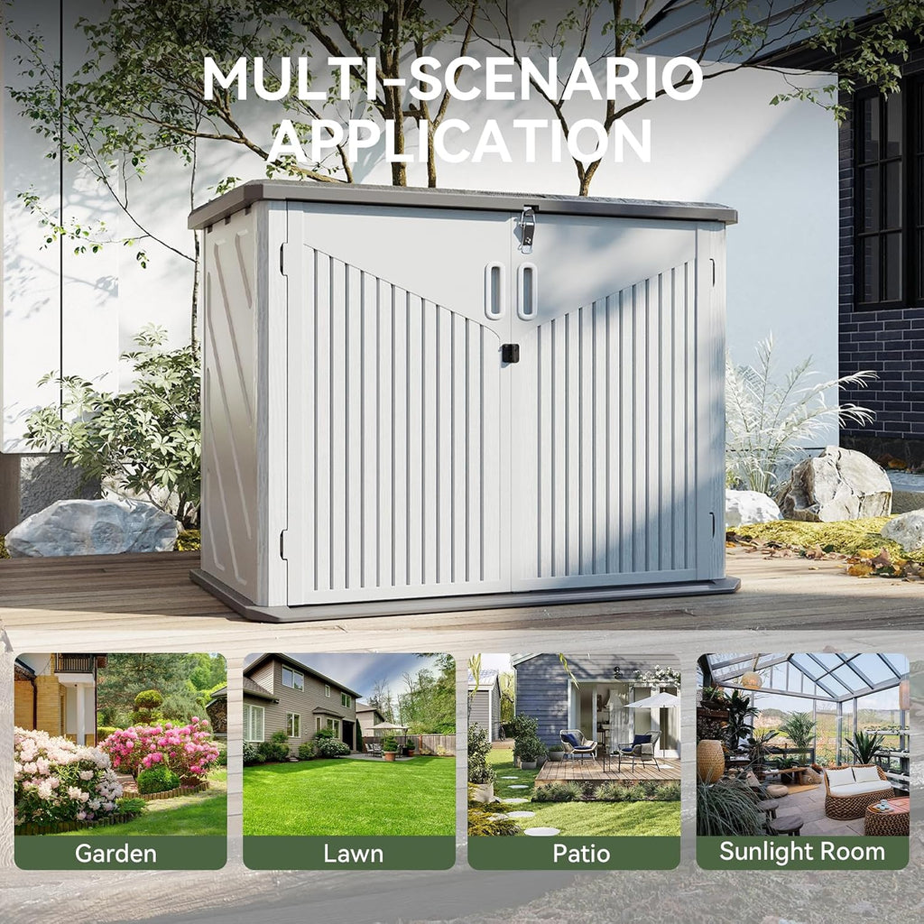 Aoxun Outdoor Storage Shed, 35 Cu.Ft Vertical Storage Sheds Outdoor with Floor, Outdoor Waterproof Storage Cabinet for Garage Storage, Pool Storage, Bike Shed, Garden Shed (White)