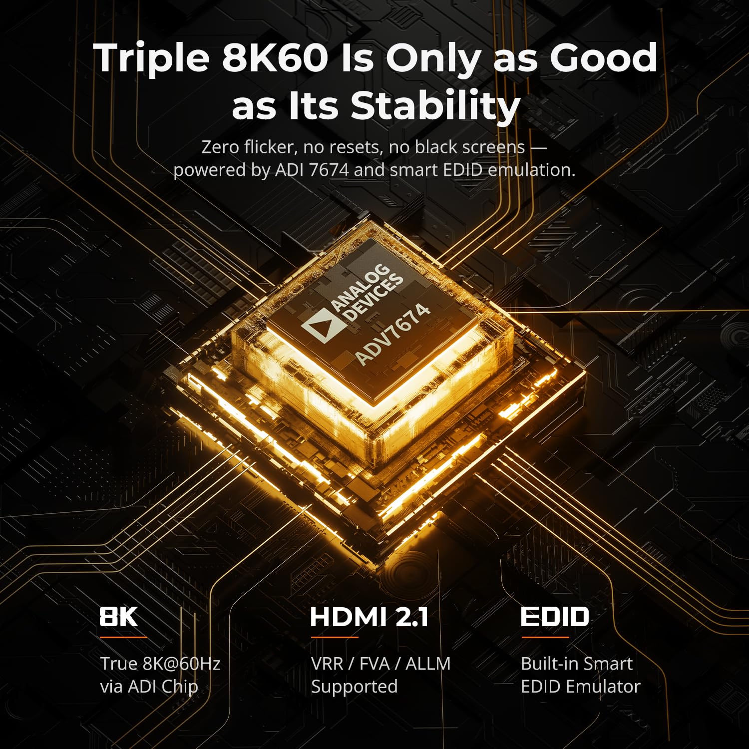 TESmart 4K@144Hz Displayport + HDMI KVM Switch 3 Monitors 2 Computers USB 3.0, HDMI 2.1&DP 1.4 KVM Switch Triple Monitors 8K@60Hz Gaming, Support EDID, Gigabit Network, VRR, All Input Cables Included