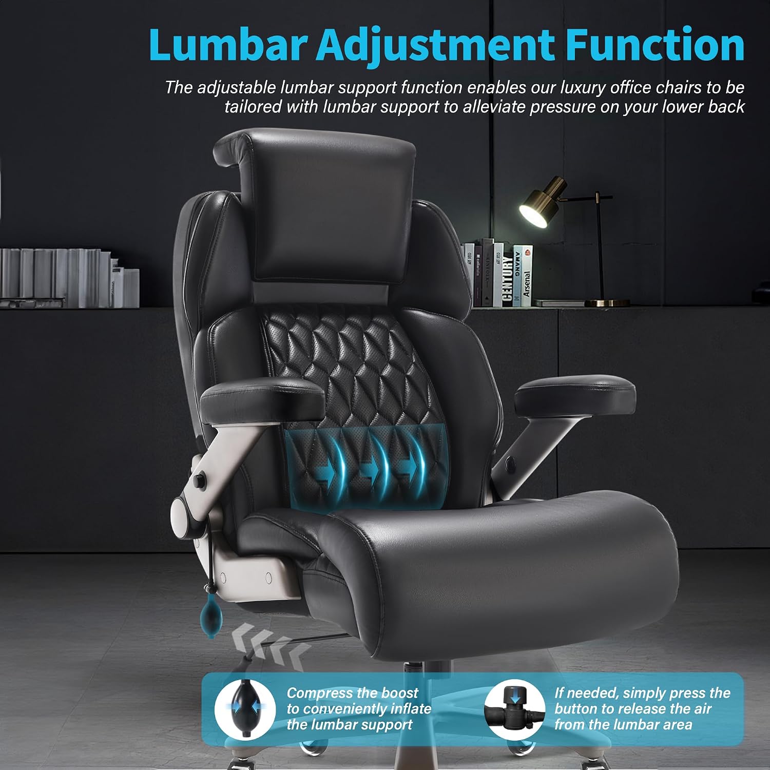 Big and Tall Office Chair 700lbs - Adjustable Headrest&Lumbar Support, 3D Flip Arms, Large Wheels &Heavy Duty Metal Base, Ergonomic High Back Computer Chair Desk Chair, Thick Padded Extra Wide Seat