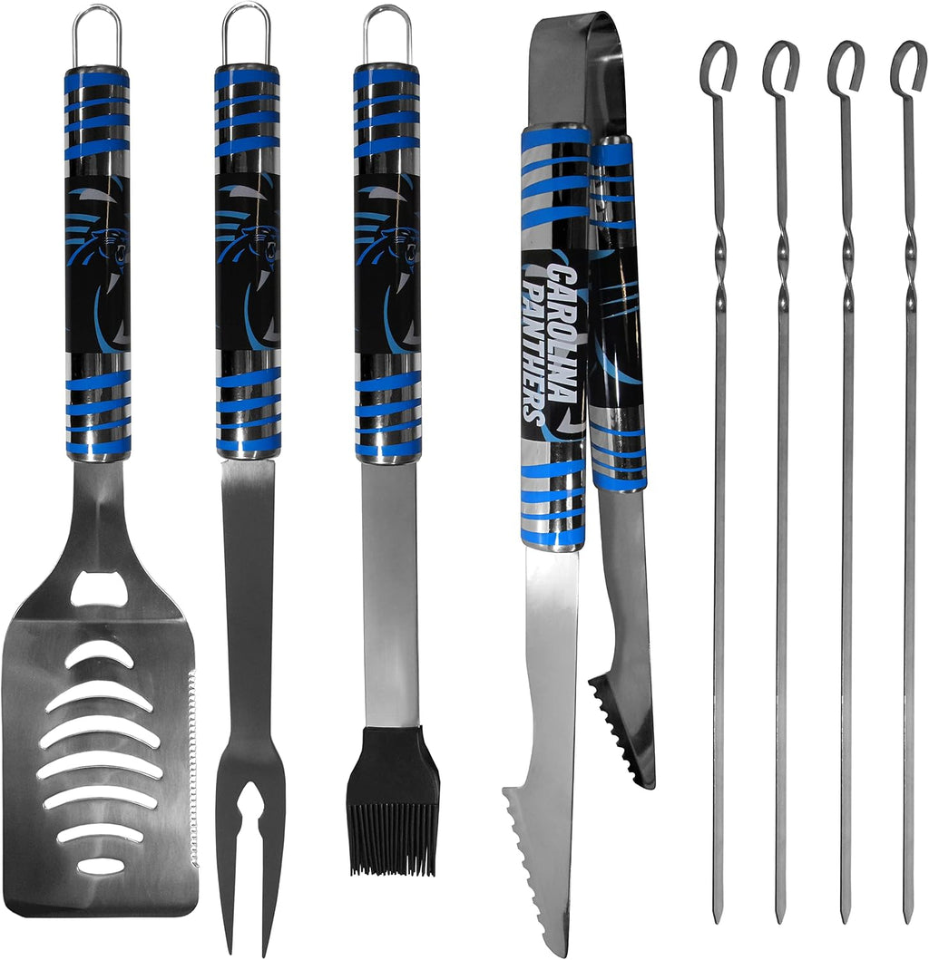 NFL Siskiyou Sports Fan Shop Carolina Panthers Steel Tailgater BBQ Set w/Case 8 piece Gray