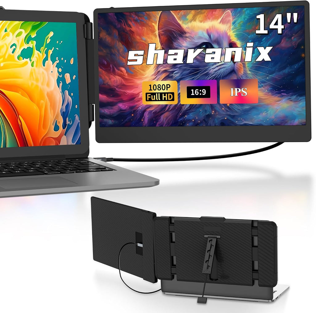 14' Laptop Screen Extender, FHD 1080P IPS Dual Screen Laptop Monitor Extender, Portable Monitor for Laptops 13-17.3' Compatible with Win/Mac/Android/Switch