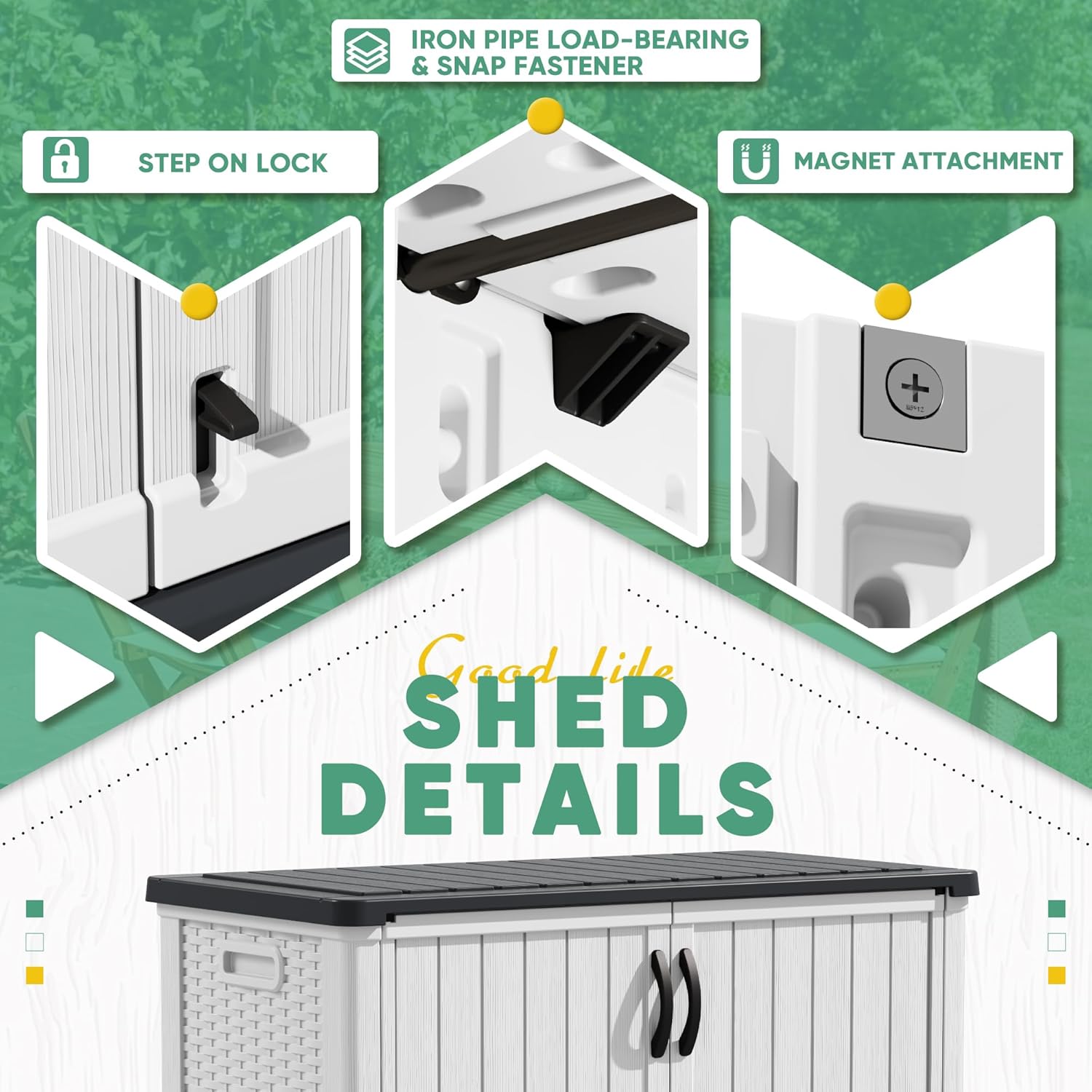 Devoko Outdoor Storage Cabinet 26 Cu Ft with Lockable Doors, Horizontal Storage Shed Waterproof Patio Tools Storage Box for Sofa Cushions, Gardening Tools and Accessories (White)