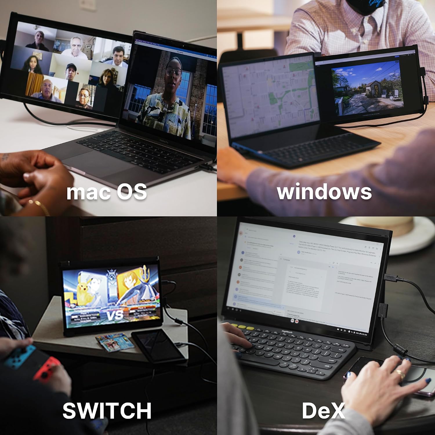 Portable Monitor for Laptops, New Mobile Pixels Duex Plus DS 13.3' Full HD IPS Dual Laptop Monitor, USB C/HDMI Plug and Play Laptop Screen Extender,Windows/Mac/Android/Switch Compatible